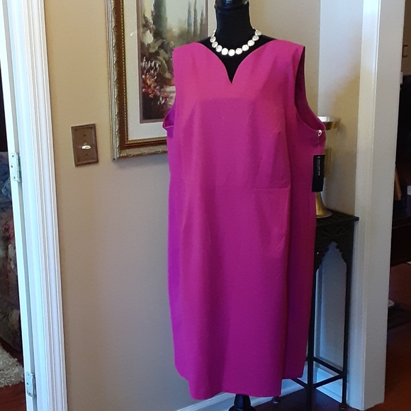 Jones New York Woman career fuchsia sleeveless dress straight skirt 24W NEW… - Picture 1 of 6